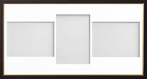 Frame Company Drayton Multi Aperture Photo Frame, Black with Gold Inset, 20x10 for 7x5 inch (x3 LPL)