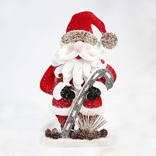 42cm Santa Christmas Tabletop Figures Window Wall Door Holiday Home Xmas Glitter Foam Showpiece Decorations, Red