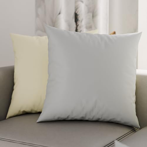 PETTI Artigiani Italiani - Pair of Pillow Cases 40 x 40 cm in Microfibre, Pillows for Bedroom Furniture, Sofa, Set of 2 Cushion Covers, Double Sided Pillowcase Cream Light Grey