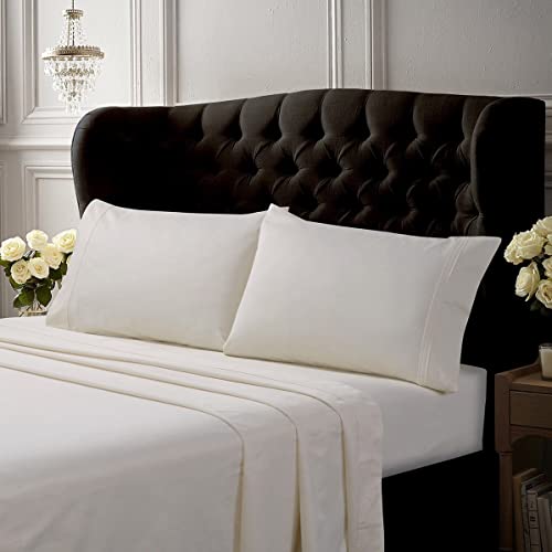 Tribeca Living 500 Thread Count Egyptian Cotton 6-Piece Deep Pocket Sheet Set, King, Ivory, cream (T500ECED6PSSKIIV)