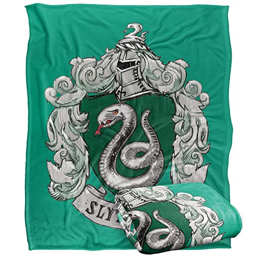 HARRY POTTER Slytherin Rough Crest Officially Licensed Silky Touch Super Soft Throw Blanket 152 x 127 cm