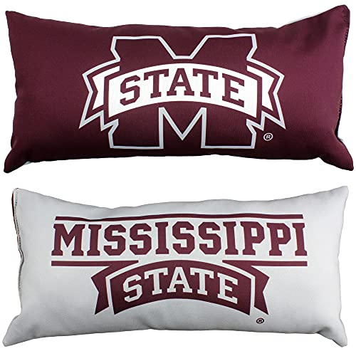 "College Covers Solid Color Bolster Travel Pillow, 16"" x 8"", Mississippi State Bulldogs"