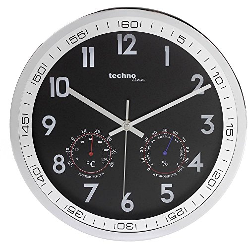 techno line TECHNOLINE WT 7981 Wall Clock, Metal, Silver/Black
