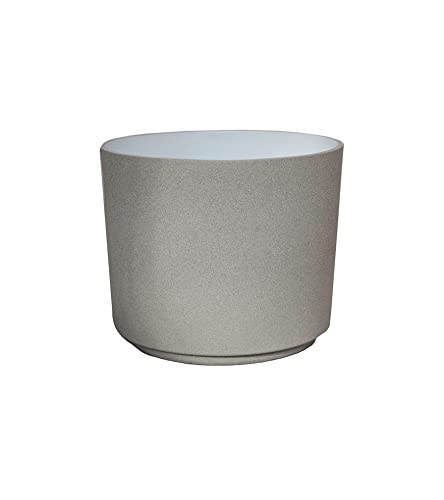 Ivyline Leon Planter in Light Grey - UV Stable & Waterproof Premium Quality Versatile Decorative Glazed Ceramic Indoor Flower Pot - H24cm x D28cm