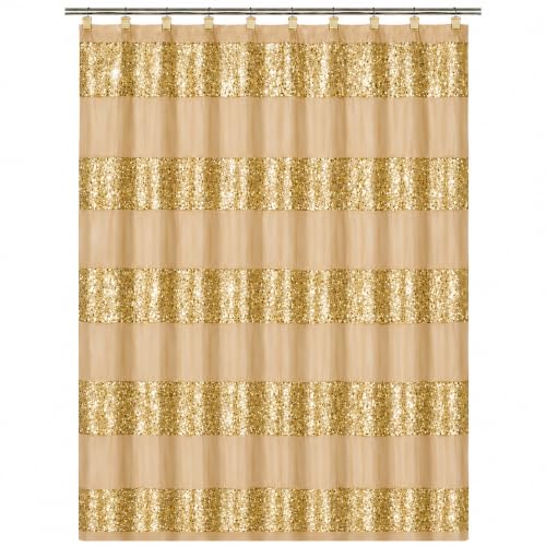 "Zahari Home Sinatra Bathroom Shower Curtain Glamorous Bling Fabric Shower Curtain 72""x70"", Champagne"