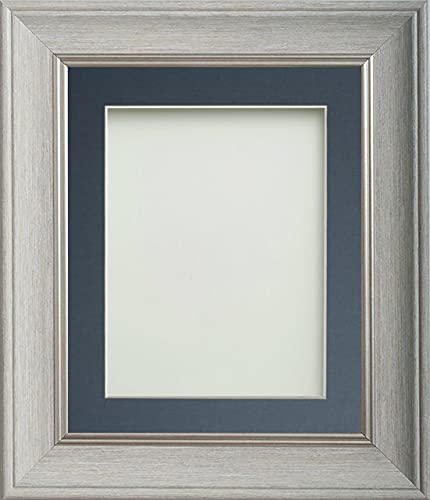 Frame Company Drummond Range Pale Grey 10x8 inch Picture Photo Frame with Blue Mount for Image 8x6 inch * Choice of Sizes* Fitted with Real Glass