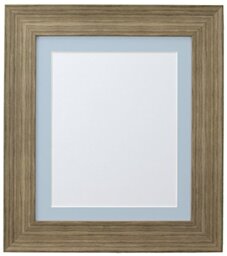 FRAMES BY POST Hygge Picture, Photo and Poster Frame, Plastic Glass, Bear Creek Brown with Blue Mount, 50 x 70 cm Image Size A2