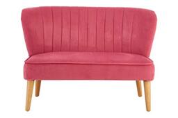 Mia Kids Sofa, Children's Furniture, Polyester Velvet, Soft Pink - 2 Seat
