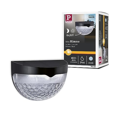 Paulmann 94666 LED Solar Path Luminaire Mimmo IP44 Round incl. 1x1.2 W Daylight White Black Outdoor Panel Plastic Light Panel 6500 K