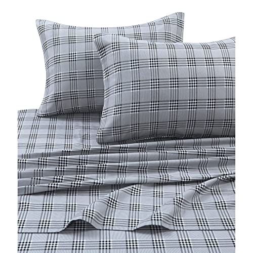 Tribeca Living 100% Cotton Flannel Sheet Set - Deep Pocket, 170-GSM, Ultra Soft & Cozy Bedding for Winter, Cal King, Savannah Plaid