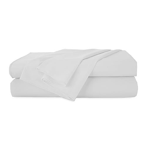 MARTEX 200 Thread Count Long Staple 100% Organic Cotton 3 Piece Twin Bed Sheet Set - 1 Fitted Sheet, 1 Flat Sheet, 1 Pillow case - Hotel Quality Fade Resistant - Twin Size Sheet Set (Twin, White)
