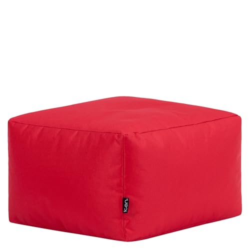 Bean Bag Bazaar Amara Bean Bag Outdoor Footstool, Red, 40cm x 24cm, Bean Bag with Filling Included, Garden Footstool, Foot Stool, Outdoor Pouffe
