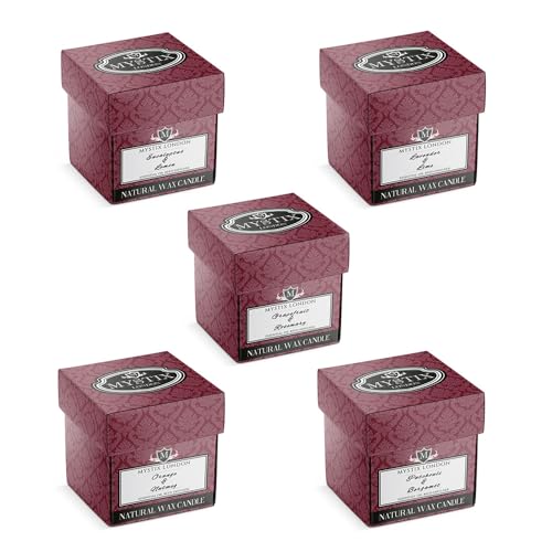 Mystix London Essential Favourites Candle Collection Gift Set - 5 Luxury Scented Candles - Eucalyptus & Lemon, Lavender & Lime, Orange & Nutmeg, Patchouli & Bergamot, Grapefruit & Rosemary