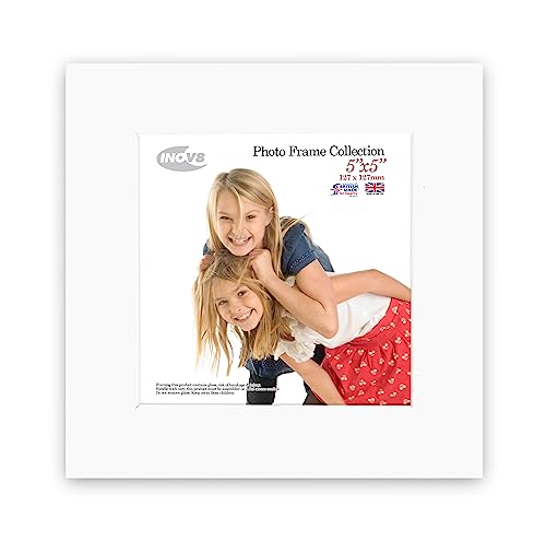"Inov8 British Made Real Wood Picture/Photo Frame 5x5"" Inch(12x12cm) - Kayla 30mm White"