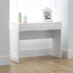 Julian Bowen Manhattan Dressing Table, 2 Drawer, White Gloss - H77 x W100cm