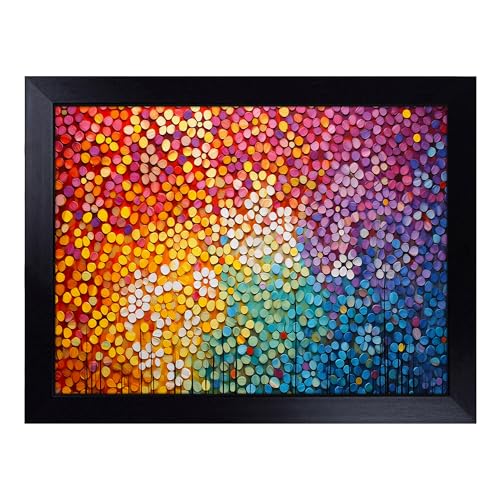 Lap Tray with Bean Bag Cushion, Mandala Flower Forest - Handmade in the UK, Raised Wooden Edge, Padded Cushion, Heat-Resistant Wipe-Clean Surface, for Meals, Laptops and Crafts