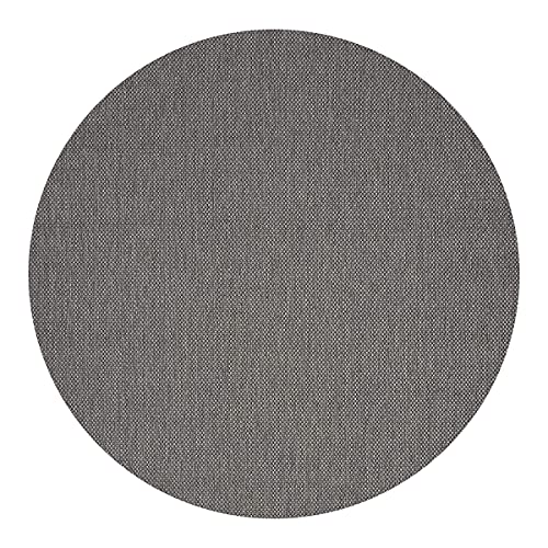 Mia's Teppiche Lara In- and Outdoor Rug, Flat Fabric, 160 cm, round, Anthracite