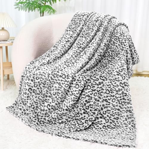 SEEGU Flannel Blanket Throw Soft Fleece Blankets Warm Throw Blankets for Couch, Leopard Black, Throw Size 50'' x 60'' (130 x 150 cm) (BP-24)