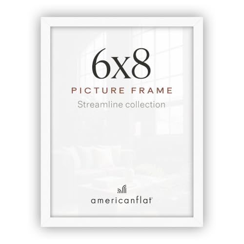 Americanflat 6x8 Picture Frame in White - Thin Border Photo Frame with Shatter-Resistant Glass, Hanging Hardware, and Built-in Easel for Horizontal or Vertical Display Formats for Wall or Tabletop