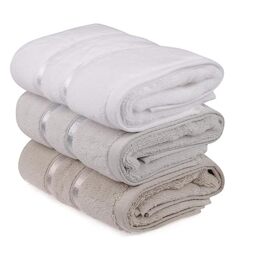 WELL HOME MOBILIARIO & DECORACIÓN Hand Towel Set (3 Piece) White, Light Blue, Light Brown