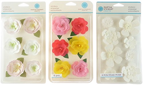 "Martha Stewart ""White Flowers, Pink Papers Rose"" Bouquets and Rose Stickers Set"