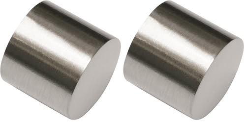 Gardinia Curtain Rod Finials, Aluminum Stainless Steel Finish, Ø 16 mm, 30103 (Pack of 2)