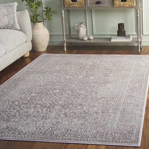 Safavieh Contemporary Rug for Living Room, Dining Room, Bedroom - Reflection Collection, Short Pile, in Beige and Cream, 90 x 90 cm