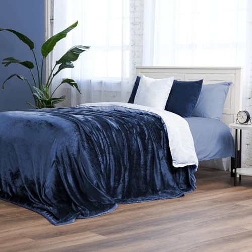 "Northwest Ashford Home Oversized Family Throw Blanket, 108"" x 120"", Navy"