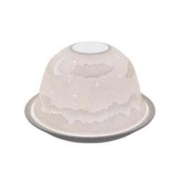 Nordic Lights Night Shade Porcelain Tealight Holder White Dome - Candle Holder Projecting a 3D Image Use With Scented Candle, LED Light - Room Decor Lights - Shade & Plate Set with Gift Box