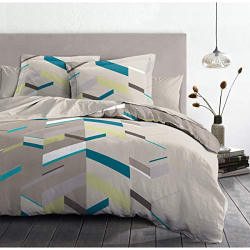 Home Passion Duvet Cover 3 Piece Set Marco 240x260x0,1 cm multicoloured 100% Cotton 57 Thread Count, Taupe