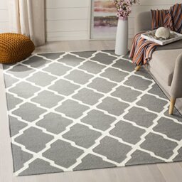 Safavieh Contemporary Indoor Flatweave Rectangle Area Rug, Dhurrie Collection, DHU634, in Grey / Ivory, 122 X 183 cm for Living Room, Bedroom or Any Indoor Space
