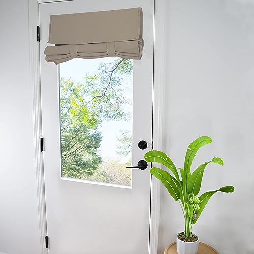 WdFour Privacy Blackout Tie Up Door Curtain. - 25??40??? Mocha single panel curtain, easy install washable fabric for front door, sidelights, entryway and living room.