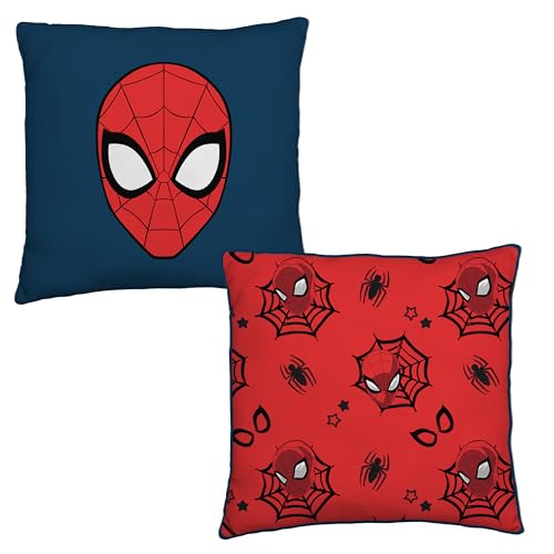 Disney Spiderman Officially Licensed Square Cushion, Super Soft Pillow - Zap Reversible Design - Perfect For Bedroom Or Living Room Décor - 40 x 40cm