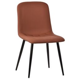 Farini Dining Chairs Set of 2 with Faux Leather and Metal Legs, Set for Dining Room & Kitchen, Mid Century Modern Table Chairs, Brown