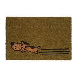 Relaxdays Running Dog Doggy Puppy Doormat Coir Rubber, 40 x 60 cm, Door Mat Inside & Outside, Non-Slip, Multicoloured, Coco, 60x40cm