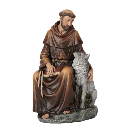 "BC BUILDCLASSIC BC Catholic Saint Francis Statue, Inspirtional Garden Figure, Religious Gift,Devout Home d??cor,10.5"""" H, Renaissance Sculpture Handmade by Buildclassic"