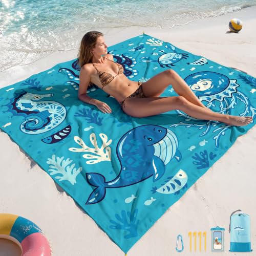 Famstar Beach Blanket Sandproof Waterproof 78''??81''1-5Adults Oversized,Compact Lightweight Durable Beach Mat for Travel Camping Hiking Picnic Blanket