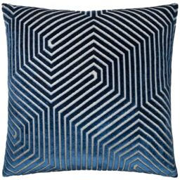 Paoletti Evoke Velvet Cushion Cover – Luxurious Chevron Pattern Decorative Square Cushion Case (Navy - 55x55cm)