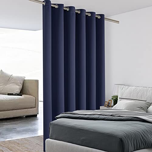 Bonzer Room Divider Curtain Total Privacy Wall Screen Partitions - Wide Thermal Insulated Blackout Curtains for Patio Sliding Glass Door, 84L x 70W Inch (7L x 5.8W ft), 1 Panel, Navy