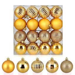 Gold Christmas Baubles - 32pc Set (6cm) for Wedding & Seasonal Decoration