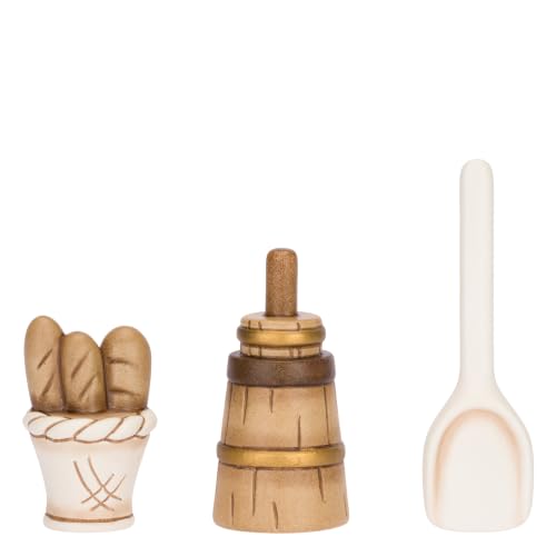 THUN - Set of 3 Ceramic Bakers Classic Nativity Set - Bread Basket 1.1 x 1.1 x 4.3 cm H ZANGOLA 1.2 X 1.2 X 6 cm H Oven Shovel 0.9 X 0.4 X 8 cm H - Ceramic