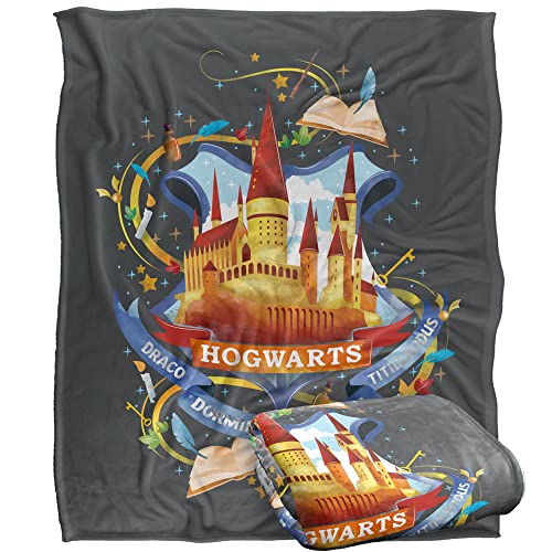 HARRY POTTER Watercolor Hogwarts Crest Officially Licensed Silky Touch Super Soft Throw Blanket 152 x 127 cm