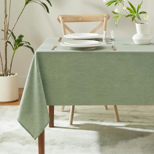 IVAPUPU Textured Linen Table Cloth for Rectangle Table - Sage Green Tablecloths Rectangular Waterproof Wrinkle Free Wipeable Dining Cover for Spring Wedding Birthday Kitchen Decor, 60 x 120 Inch