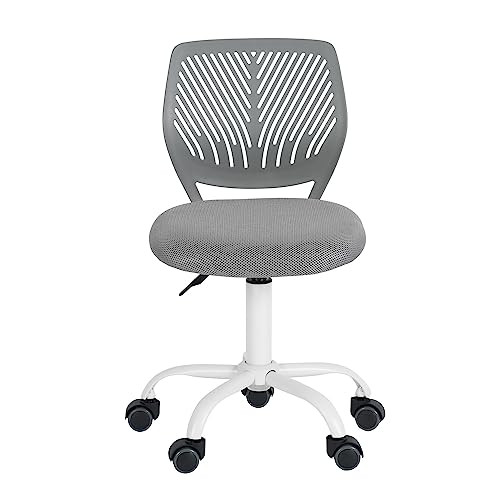 FurnitureR Sedia Da Scrivania Girevole, Altezza Regolabile, Design Con Foro Sullo Schienale, Per Studio E Camera Da Letto, Nero