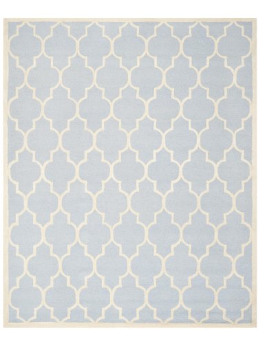 Safavieh Trellis Indoor Hand Tufted Rectangle Area Rug, Cambridge Collection, CAM134, in Light Blue / Ivory, 91 X 152 cm for Living Room, Bedroom or Any Indoor Space