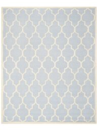 Safavieh Trellis Indoor Hand Tufted Rectangle Area Rug, Cambridge Collection, CAM134, in Light Blue / Ivory, 91 X 152 cm for Living Room, Bedroom or Any Indoor Space