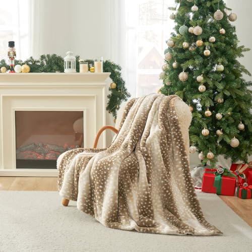 Cozy Bliss Luxury Faux Fur Throw Blanket Animal Striped Print, Non Shedding Double Sided Sherpa Blankets Super Soft Fluffy Thick Warm Throws Home Decor for Couch Bed Sofa Women (Brown, 60x80 Inches)