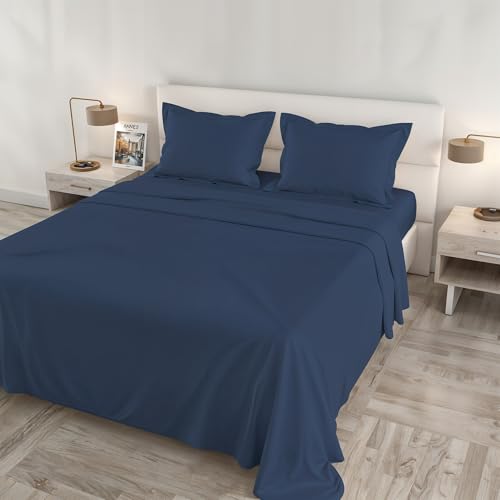 Satin Cloe Maxi Bed Set, 100% Cotton, Made in Italy – Sheet Set, 2 Pillowcases with Frill, Top Sheet 260 x 300 cm, Fitted Sheet 180 x 200 cm – AVIO