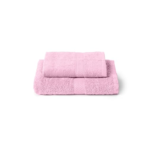 Caleffi Cotton Bidet and Face Towel Set, Wash-resistant Towels, Includes 1 Face Towel 55 x 100 cm and 1 Guest Bidet Towel 40 x 60 cm, 2 Piece Towels, Confetto