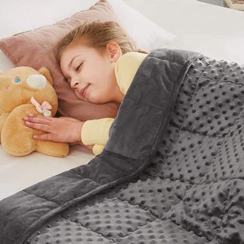 "CuteKing Weighted Blanket - Weighted Blanket with Premium Glass Beads - Heavy Blanket Crystal Velvet for Comfort Sleep - Thick Blanket All Season (10lbs, 48""x72"", Grey Bubble)"